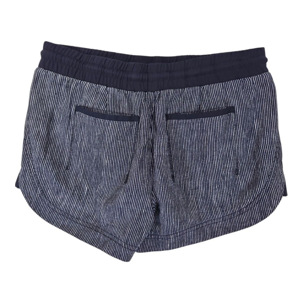 Athleta Beachside Bali Linen Blue Striped Shorts Size 6 - Picture 4 of 8